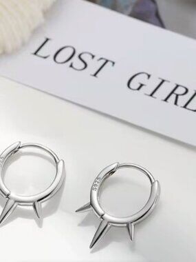 Kate Spade Inspired 925 Sterling Silver Spike Hoop Earrings